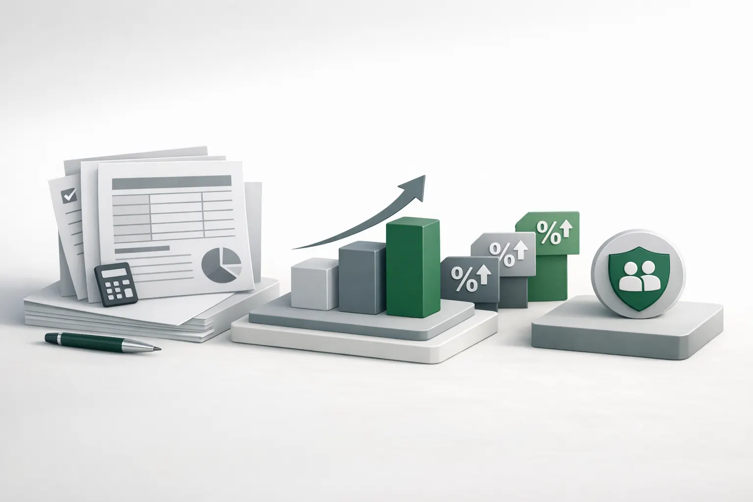 Abstract comparison-style payroll visual intended to support explanation of employer national insurance calculations and monthly cost planning