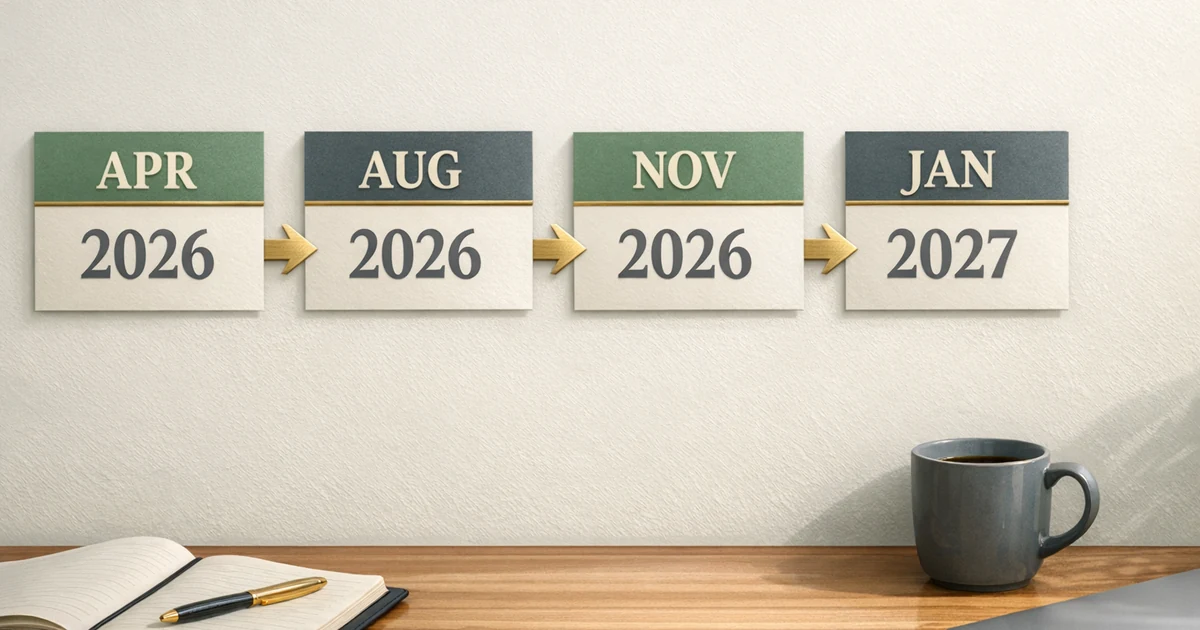 Checklist graphic showing the key 2026 Making Tax Digital software milestones for sole traders
