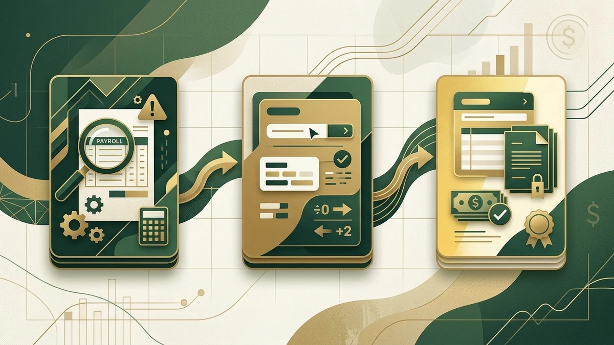 Branded workflow graphic showing the sequence for checking payroll figures, correcting the FPS position, and reissuing P60 information after an error